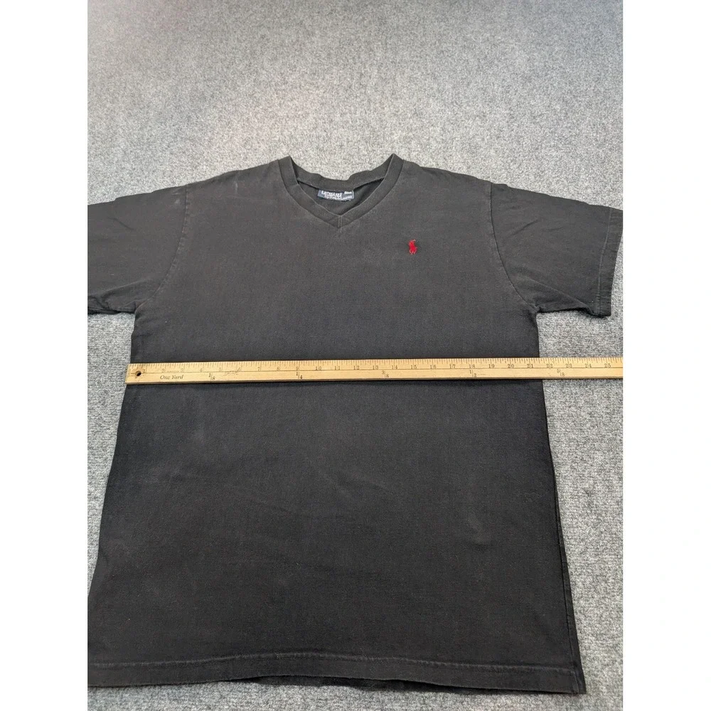 Polo Ralph Lauren Shirt Mens Black V-Neck Short Sleeve Embroidered Red Pony Logo